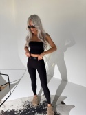 Czarny komplet prążkowany Lamanuel top i legginsy modelujące – butik NUVELL PREMIUM