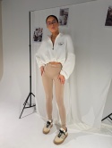 Beżowe legginsy  Lamanuel z ozdobnym marszczeniem – butik NUVELL PREMIUM